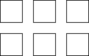 6 kvadrater uten innhold og farge