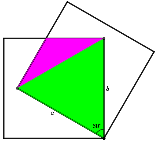Overlappende kvadrater med grønn og lilla trekant