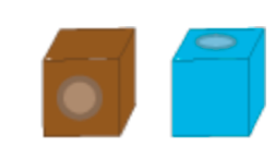 brun og blå kube