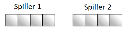 2 ganger 4 ruter som illustrerer hvordan spillerne kan tegne et spillebrett.