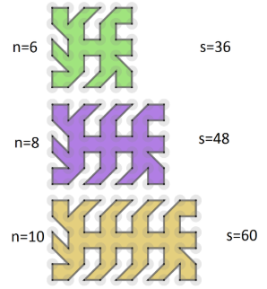 Mangekanter tegnet i rutenett på 6 ganger partall.