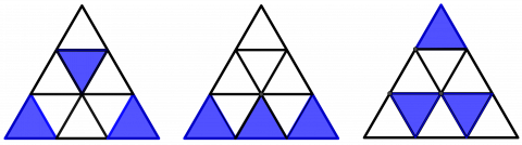 Tre trekanter på rad og rekke