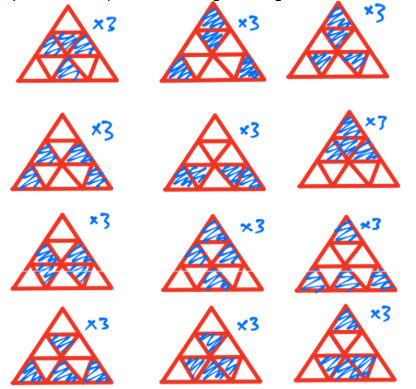 3 ganger 4 trekanter 