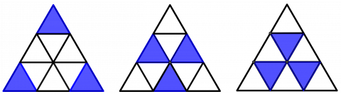 Tre trekanter på rad og rekke