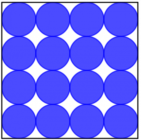 16 blå sirkler