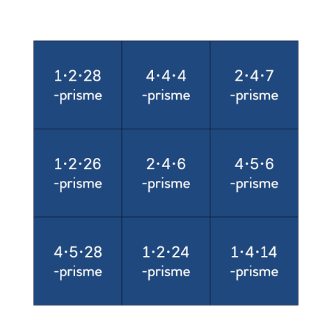 Tabell som viser dimensjoner på ulike prismer.