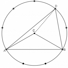 Beregning av vinkler i en trekant, inne i en sirkel
