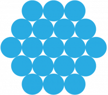 Blå rundinger i femkant