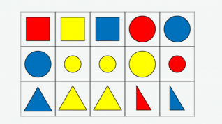 Kort med figurer, sirkler, trekanter og kvadrater