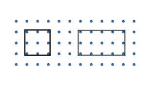 To firkanter på ark med prikker