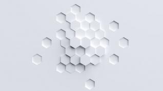Polygon og hexagon på hvit bakgrunn